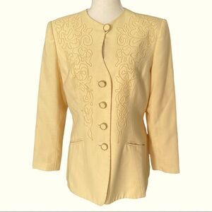 Morgan Miller Yellow Embroidered Long Sleeve Top Suit Size 10